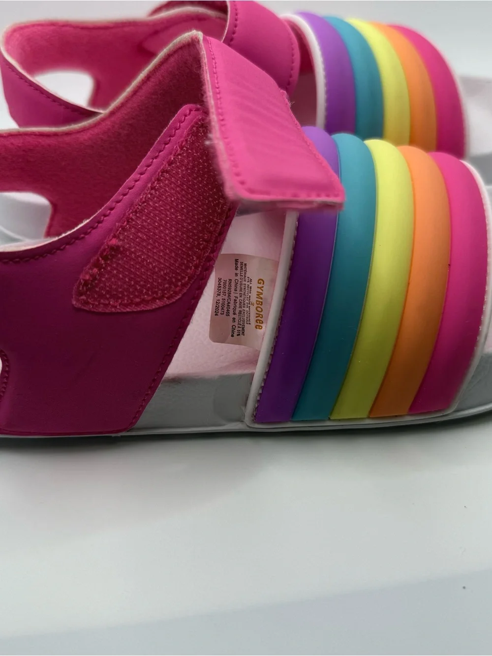 Gymboree Rainbow Slides Pink Little Girls Size 2 Strap Slip On Sandals VGUC